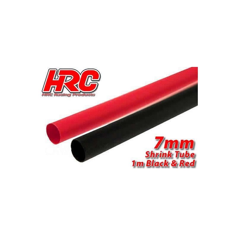 Tuyau Rétractable HRC Racing 5 Mm - Rouge Et Noir (1 M Chacun) - Pour Air/huile - Ref HRC5112D